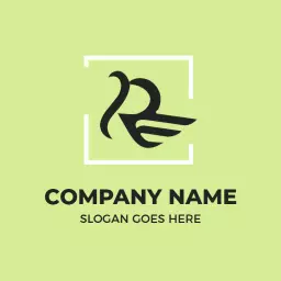 Stylish Green R Letter Design with Elegant Wing Logo Template