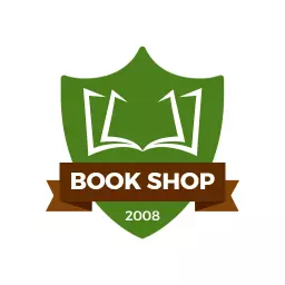 Stylish Green Shield Design Showcasing Book Shop Logo Template