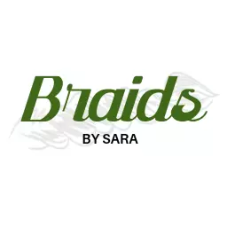 Stylish Green Text Showcasing Unique Braids by Sara Logo Template