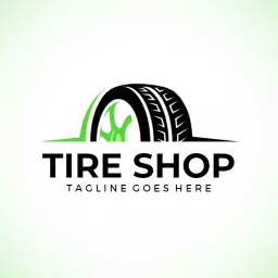 Stylish Green Tire Design Representing Tire Shop Services Logo Template