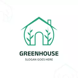 Stylish Greenhouse Design Featuring Leafy Elements Logo Template