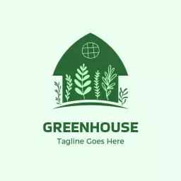 Stylish Greenhouse Design Featuring Lush Botanical Elements Logo Template