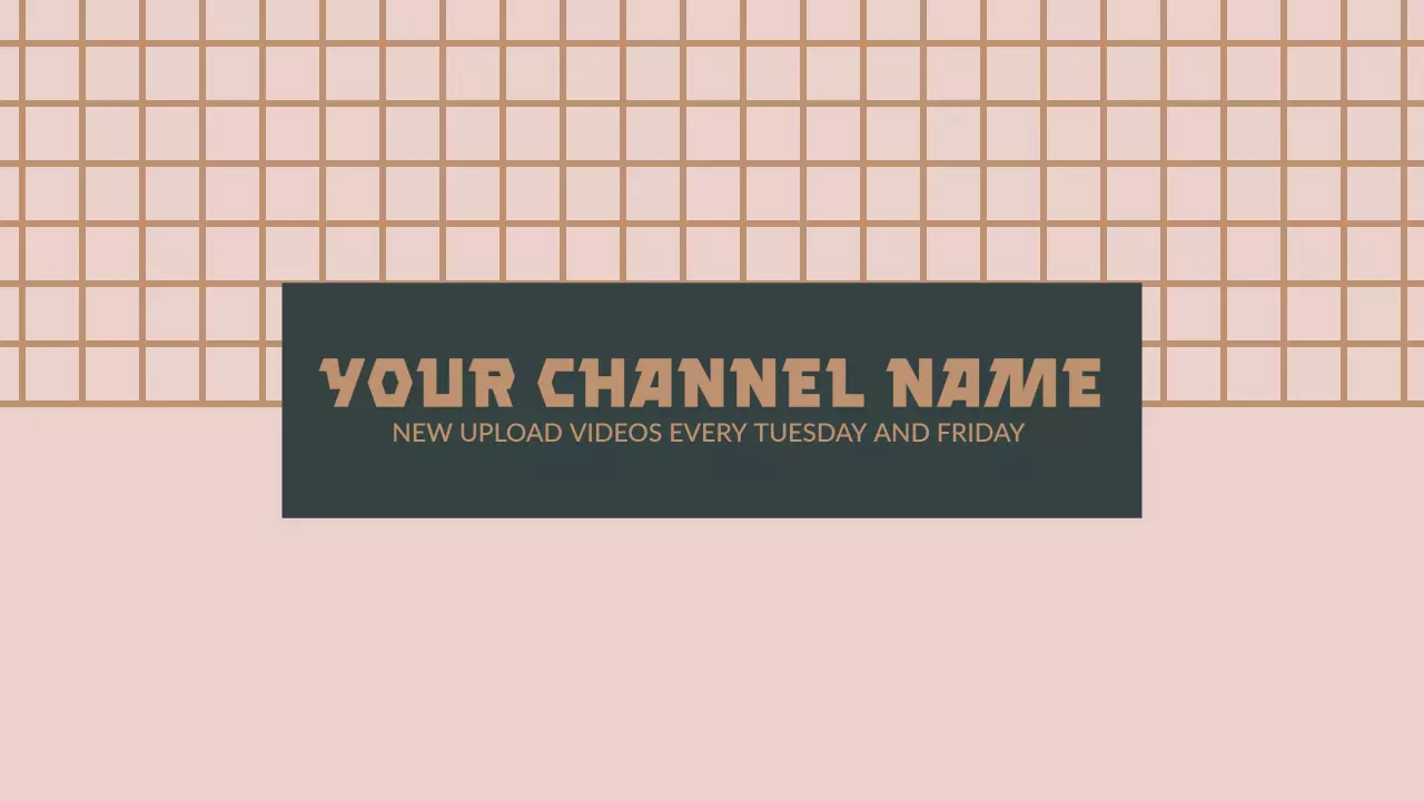 Stylish Grid Pattern with Soft Pink and Dark Green YouTube Banner Template