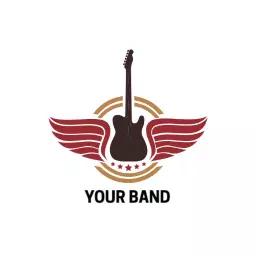 Stylish Guitar Design with Wings for Your Band Logo Template