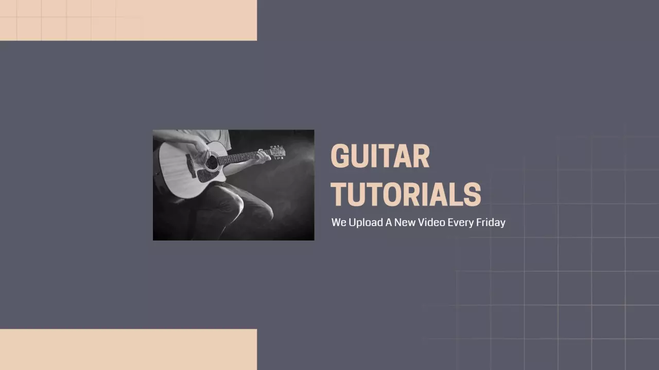 Stylish Guitar Learning with Grey and Peach YouTube Banner Template