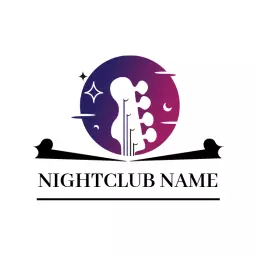 Stylish Guitar Silhouette on Purple Nightclub Vibes Logo Template