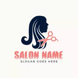 Stylish Hair Design with Scissors Symbolizing Salon Logo Template