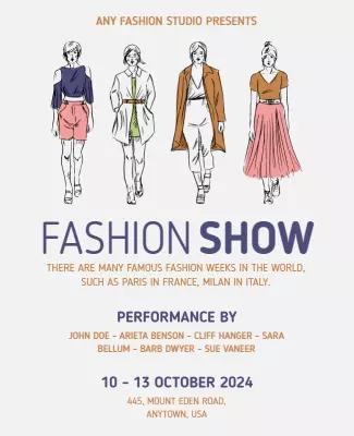 Stylish Hand-Drawn Fashion Show Event Poster Template