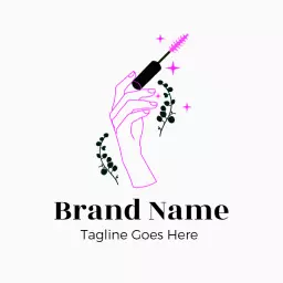 Stylish Hand Holding Mascara in Pink for Makeup Logo Template