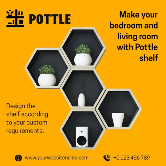 Stylish Hexagonal Pottle Shelf for Home Decor Ad Template