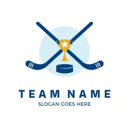 Stylish Hockey Logo Featuring Crossed Sticks and Trophy Logo Template