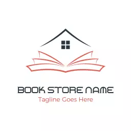 Stylish House and Open Book Design for Bookstores Logo Template