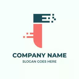 Stylish I Letter Design in Soft Pink and Teal Logo Template