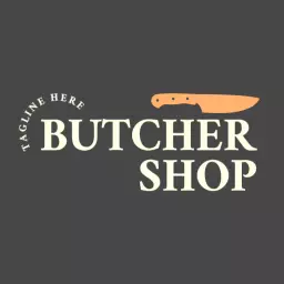 Stylish Knife and Creamy Color Butcher Shop Logo Template