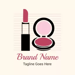 Stylish Lipstick and Blush Compact for Makeup Brand Logo Template