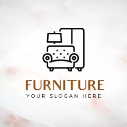 Stylish Living Room Icon with Cozy Furniture Logo Template