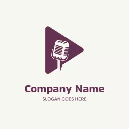 Stylish Maroon Play Button with Microphone Represents Music Logo Template