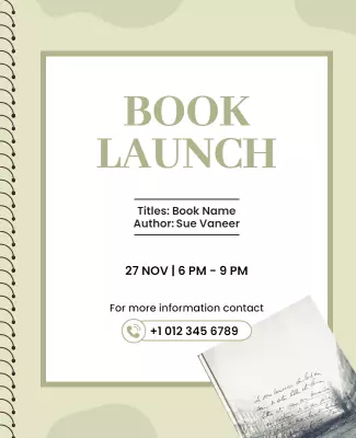 Stylish Minimalist Book Launch Announcement Poster Template