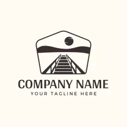 Stylish Minimalist Bridge Leading Towards a Horizon Logo Template