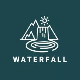 Stylish Minimalist Waterfall Design with Mountain Elements Logo Template