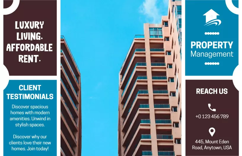 Stylish Modern Apartment Living and Property Management Brochure Template