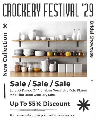 Stylish Modern Crockery Festival Sale Poster Template