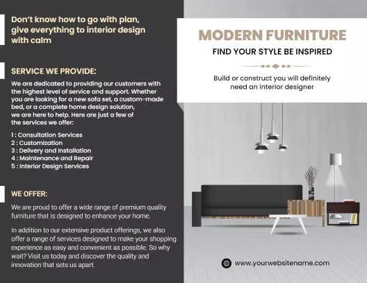 Stylish Modern Furniture Interior Design Services Brochure Template