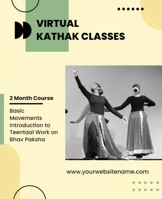 Stylish Modern Virtual Kathak Dance Classes Poster Template