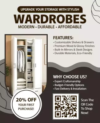 Stylish Modern Wardrobes with Eco-Friendly Features Poster Template