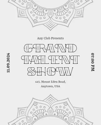 Stylish Monochrome Grand Talent Show Event Poster Template