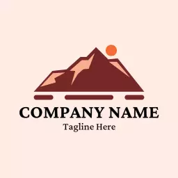 Stylish Mountain and Sun Design Representing Desert Logo Template