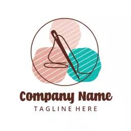 Stylish Multi-Colored Wool Crafting Logo Featuring Needle Art Logo Template