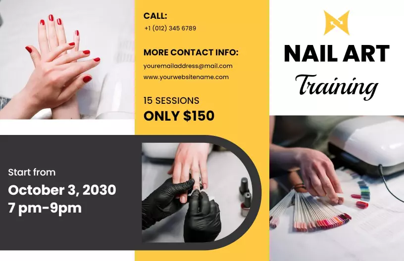 Stylish Nail Art Training Course Registration Brochure Template