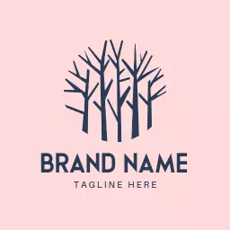 Stylish Navy Tree Design Encircled in Soft Pink Logo Template