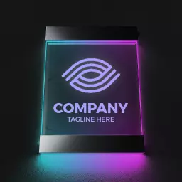 Stylish Neon Glow Mockup Displaying Company Branding Logo Template