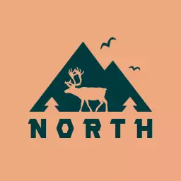 Stylish North Mountain Scene Featuring a Reindeer Logo Template