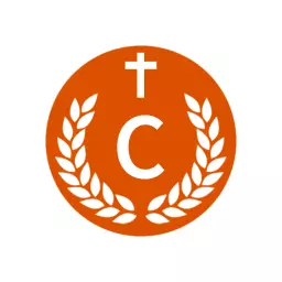 Stylish Orange Alphabet Design Featuring Christian Symbol Logo Template