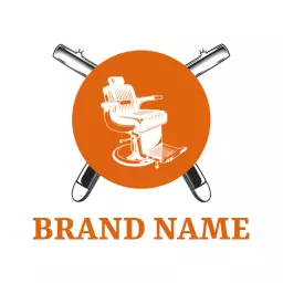 Stylish Orange Barber Chair Showcasing Quality Barber Shop Logo Template