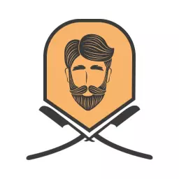 Stylish Orange Barber Shop Logo Featuring a Classic Mustache Logo Template