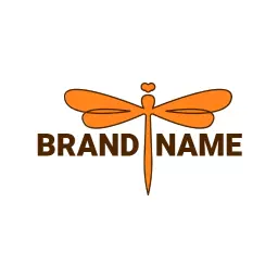 Stylish Orange Dragonfly Design Capturing Nature Essence Logo Template