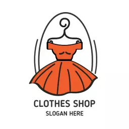 Stylish Orange Dress Design Showcasing Clothing Brand Logo Template