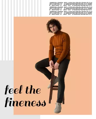 Stylish Orange Fashion Model Portrait Poster Template