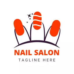 Stylish Orange Nail Art Design Emphasizing Beauty Services Logo Template