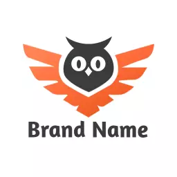 Stylish Orange Owl Design with Wings for Brand Identity Logo Template