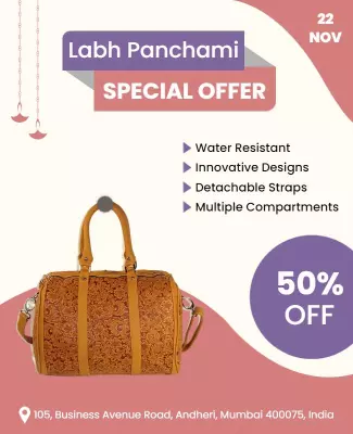Stylish Orange Water Resistant Handbag Sale Poster Template