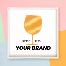 Stylish Orange Wine Glass Design for Your Wine Bar Logo Template