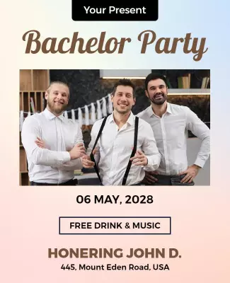 Stylish Pastel Bachelor Party Celebration Poster Template