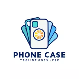 Stylish Phone Cases Showcasing Modern Designs in Blue Logo Template