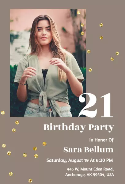 Stylish Photo 21st Birthday Celebration Invitation Template