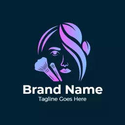Stylish Pink and Blue Hair Design for Makeup Brand Logo Template